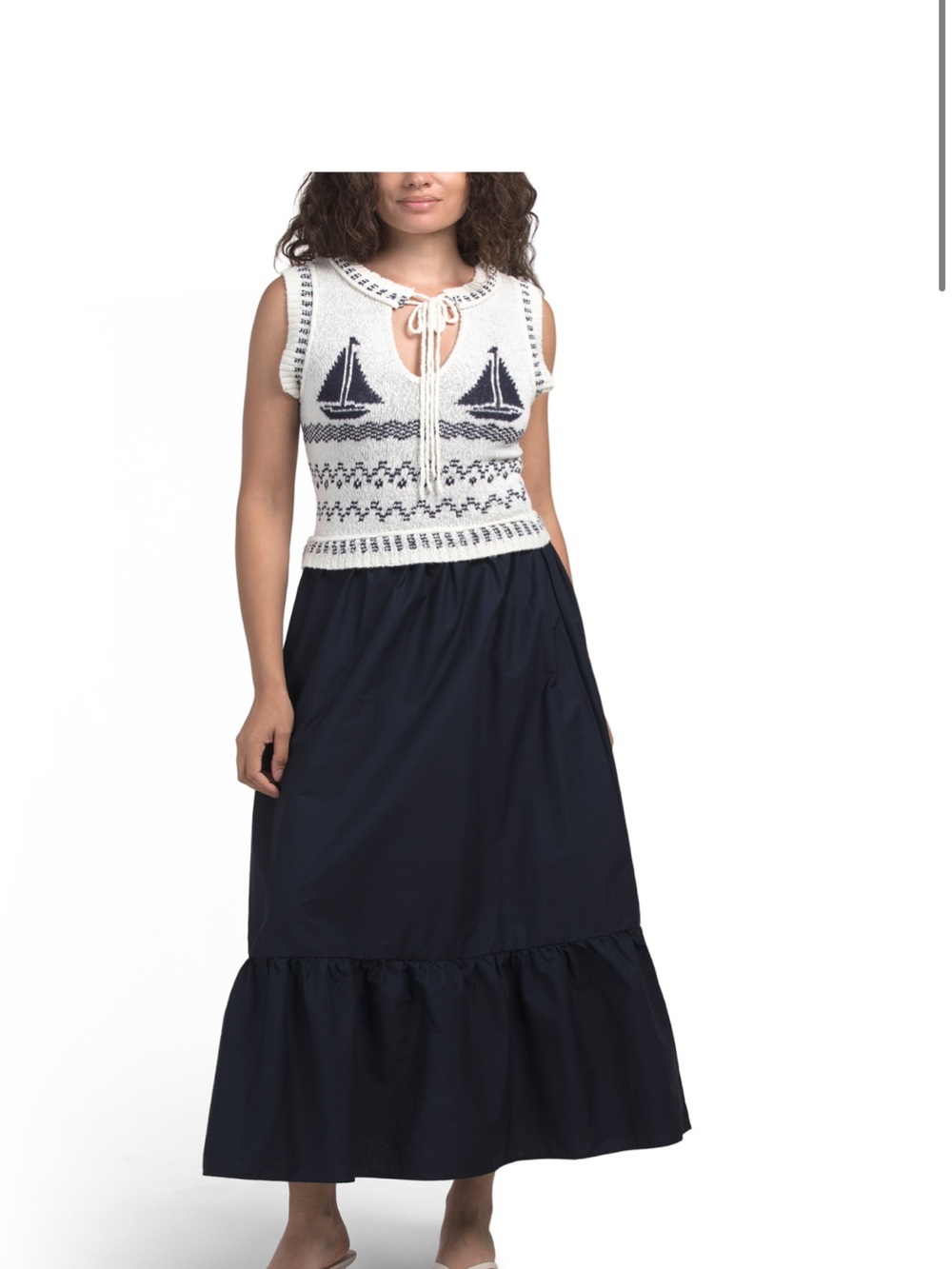 Moon River Sailboat Mixed Media Dress size M NWOT